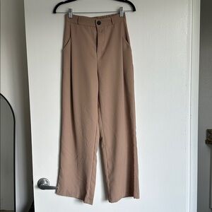 Tan Wide-Leg Trousers